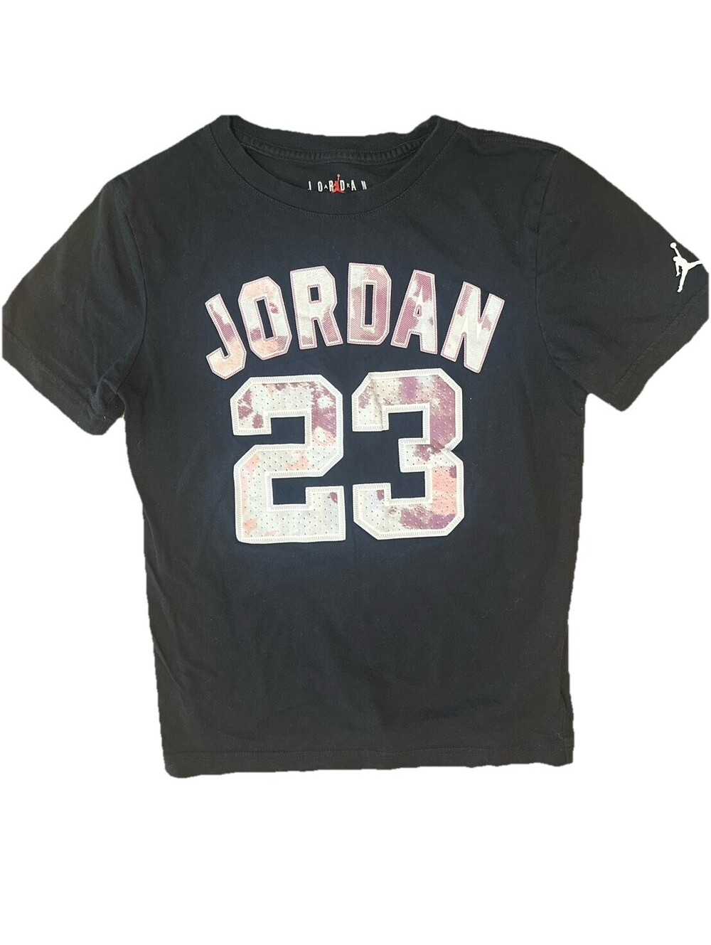 Jordan 23 Graphic T Shirt Black Pink Tie Dye Logo Youth Medium Girls Boys